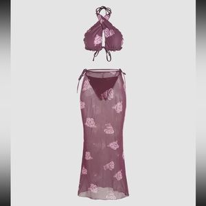 Floral criss cross halter bikini